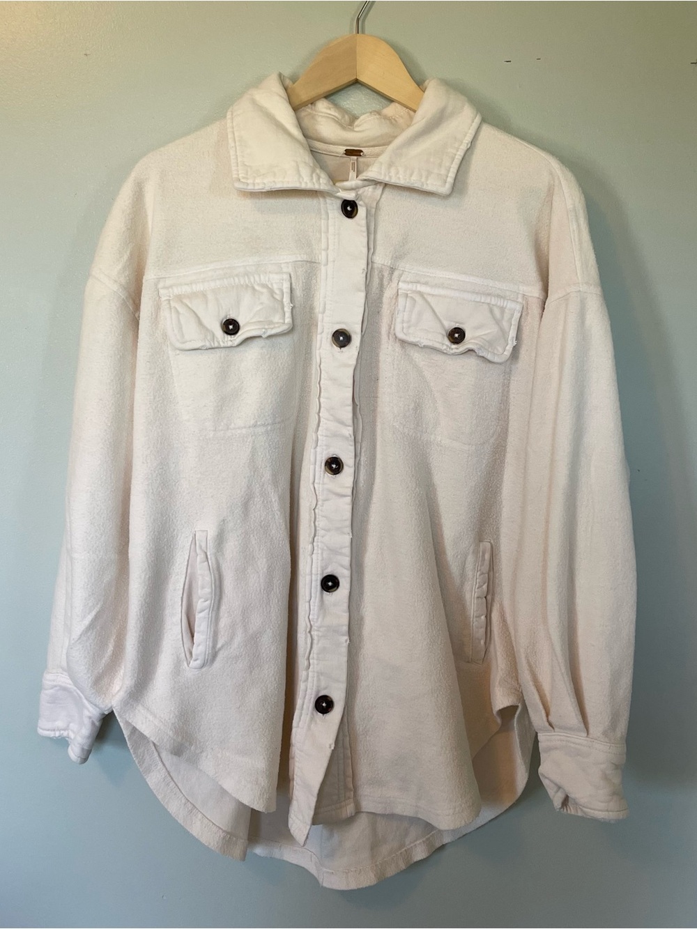 Free People Ruby Jacket Soft Cream Button-Front Shacket